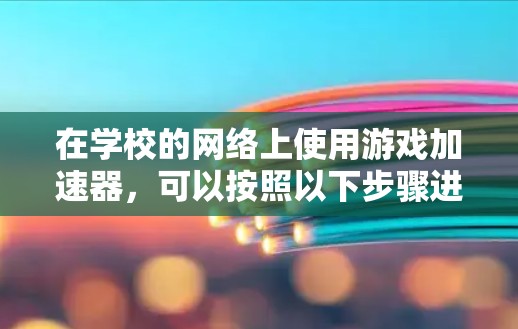 在学校的网络上使用游戏加速器，可以按照以下步骤进行