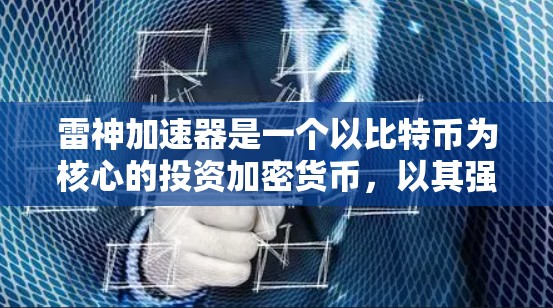 雷神加速器是一个以比特币为核心的投资加密货币,以其强大的去中心化计算能力和智能合约功能而闻名。它在加密货币圈内被广泛讨论和应用,尤其是在去中心化区块链领域