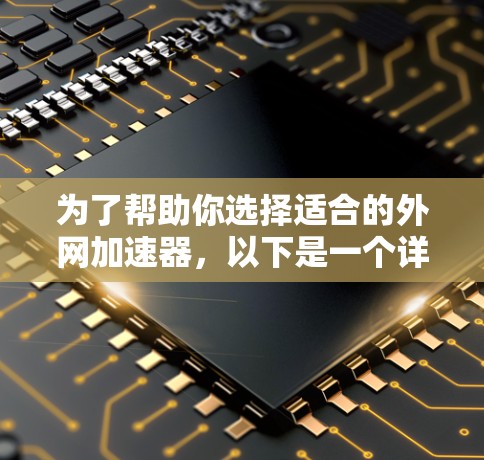 为了帮助你选择适合的外网加速器,以下是一个详细的指南 为了帮助你选择适合的外网加速器,以下是一个详细的指南