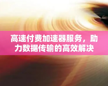 高速付费加速器服务，助力数据传输的高效解决方案