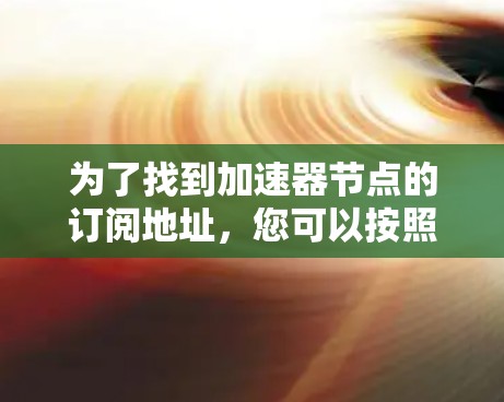 为了找到加速器节点的订阅地址，您可以按照以下步骤进行